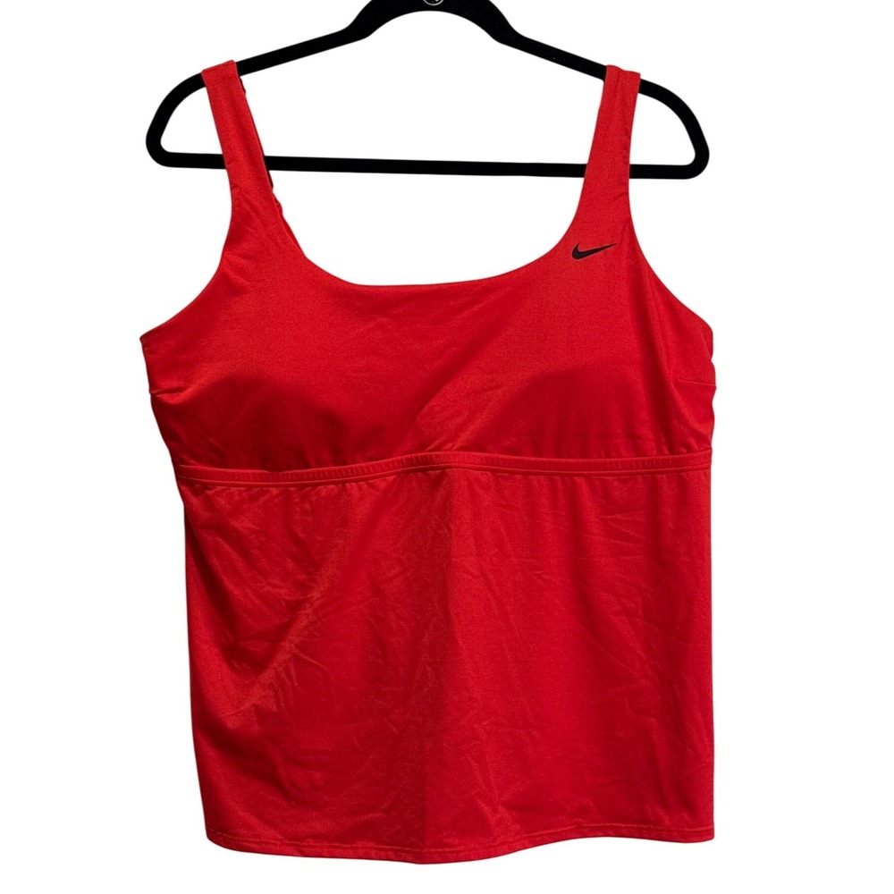 Nike Swim Red Tankini Top XXL NESSA224 Adjustable Straps Built-in Shelf Bra